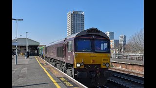 (HD) 6Y48 66746 + 66796 Eastleigh Yard - Hoo Jn