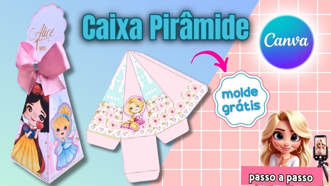 Como Fazer Caixa Pirâmide No Canva Molde Grátis Papelaria