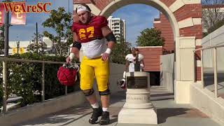 WATCH: USC Football players head out to their third spring practice of the 2023 Trojans camp