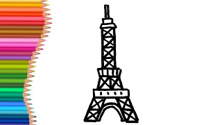 HOW to DRAW an EIFFEL TOWER Draw town painting school draw hotel draw house draw roving-boat easy