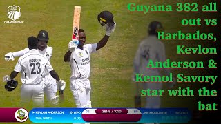 Cricket Highlights Today Live Match 2025: Guyana 382 vs Barbados, Kevlon Anderson \u0026 Kemol Savory