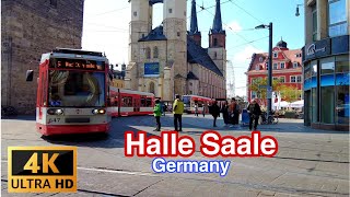 Halle City Tour in 4K at Halle Saale Marktplatz - Walking in Halle Saale 2022