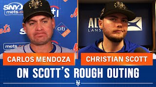Christian Scott, Carlos Mendoza on prospect's first rough outing with Mets | SNY