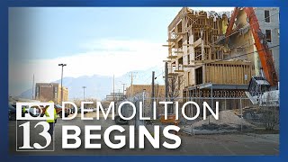 Demolition of unfinished Ogden apartment complex begins