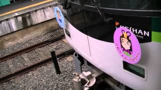 ひこぼしくん おりひめちゃん 七夕電車の前で@私市駅20120707