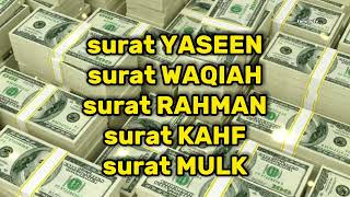 Surat Yaseen,, Waqiah,, Rahman,, Kahf,, Mulk,, Solving all your problems with the help of Allah