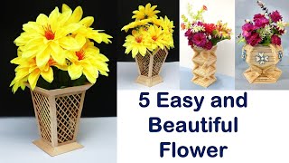5  beautiful  ice cream stick flower pot  || ice cream stick craft  || DIY flower vase || room decor