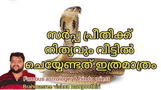 സർപ്പ പ്രീതിക്ക് നിത്യവും വീട്ടിൽ ചെയ്യേണ്ടത് ഇത്രമാത്രം | Brahmasree vishnu nampoothiri  9567955292