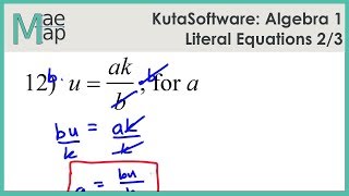 KutaSoftware: Algebra 1 - Literal Equations Part 2