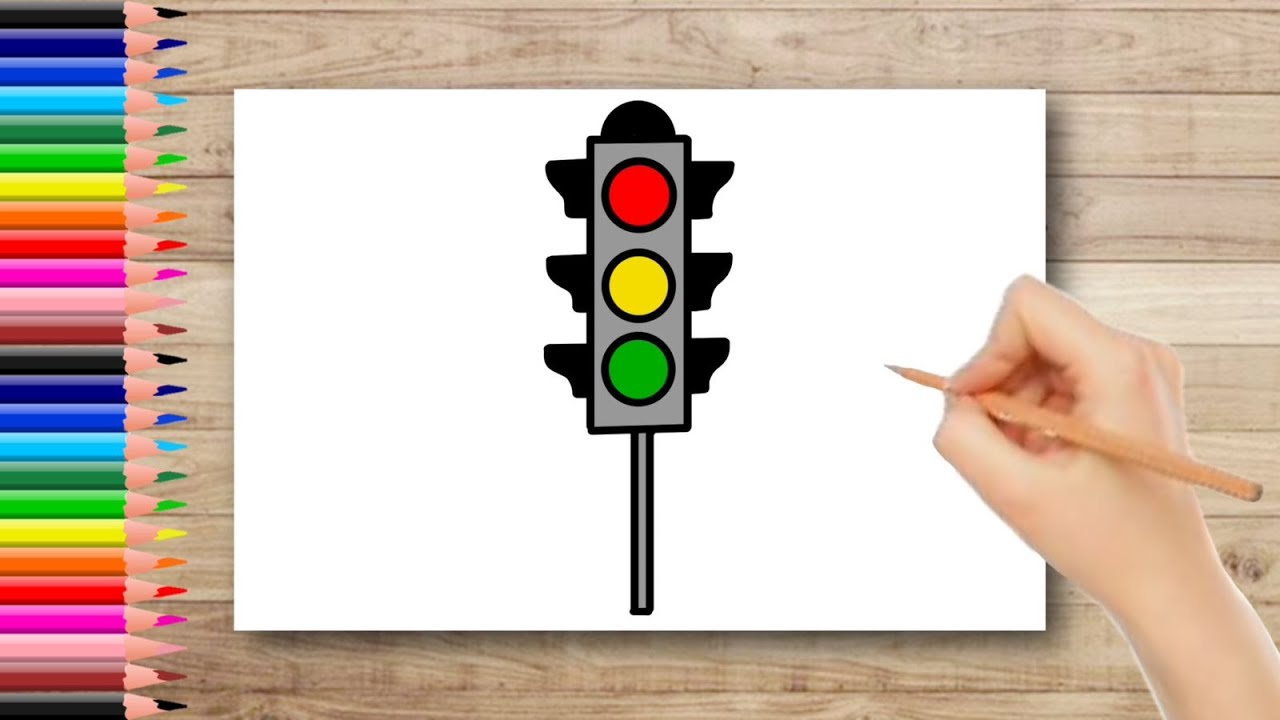 How To Draw Traffic Light Traffic Signal Drawing Road Safety Drawing ...