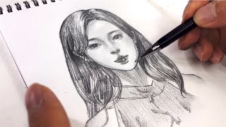 완전 정면 얼굴 그림 / Full frontal face drawing / sketch