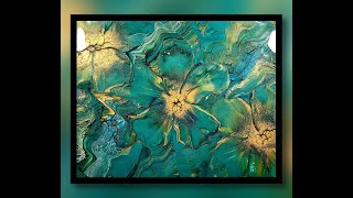 (721) Veridian Multi-Bloom Acrylic Pouring Technique on Canvas!