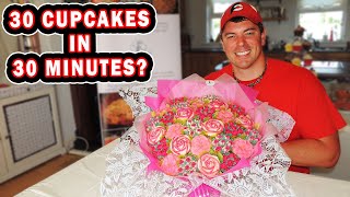 30 Buttercream Flower Cupcakes Bouquet Eating Challenge in Wexford, Ireland!!