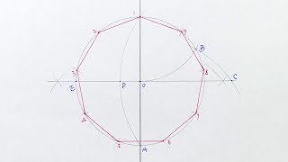 Constructing a regular nonagon inside a circle (Step-by-Step,Approximate drawing)