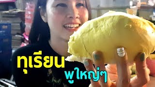 กินทุเรียนพูใหญ่ๆที่กาดเมืองใหม่ สามสาวกินอร่อยเว่อร์วังอลังการ Eating Durian