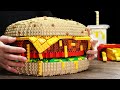 GIANT LEGO McDonald's Fast Food Meal Challenge! Most EVERY Expensive Fast Food Cooking