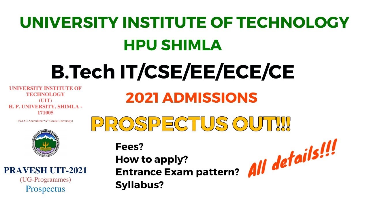 HPU UIT SHIMLA - B.Tech Prospectus Out!! Apply For Entrance. - YouTube