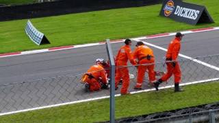 BSB Superstock 600 accident in the first lap in Brands Hatch 2016