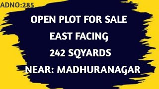 ADNO:285//OPEN PLOT FOR SALE//242 SQYARDS//NEAR: MADHURANAGAR//