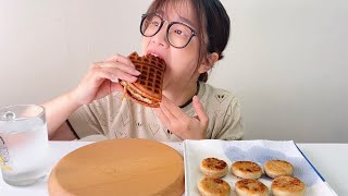 吃鮪魚鬆餅、小煎餅#pancake #asmr #mukbang #realsound #吃播