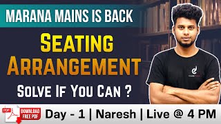 SBI Clerk Mains | Previous Year SEATING ARRANGEMENT, Reasoning by Nareshkumar | Veranda Race, Day -1