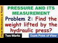 Find the weight lifted by the hydraulic presss? | #pressure and its #measurement | @ooruvathuarivu