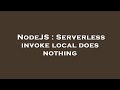NodeJS : Serverless invoke local does nothing