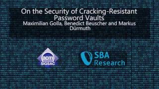 CCS 2016 - On the Security of Cracking-Resistant Password Vaults