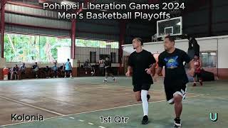 POHNPEI LIBERATION DAY GAMES 2024! MEN'S BASKETBALL PLAYOFF! KOLONIA vs U! #pohnpei #basketball