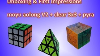 Unboxing \u0026 First Impressions moyu aolong V2 + Transparent 3x3 + pyraminx