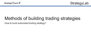 4. Methods of building strategies