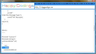 String manipulation using message Queue c code example