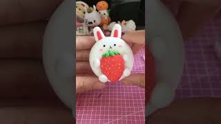 Handmade Bunny Holding Strawberry#diy #shorts