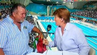 Chad Le Clos father Bert / Burt interview after son wins men's 200m gold london Olympics 2012