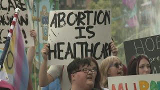 Women's rally held in downtown Spokane protesting overturn of Roe v. Wade