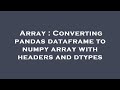 Array : Converting pandas dataframe to numpy array with headers and dtypes