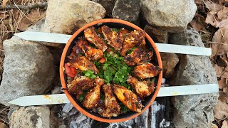 DELICIOUS Grilled Chicken Wings Meet Smoky Eggplant Salad!