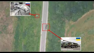 Ukrainian driver of CAESAR howitzer attempts to save his vehicle from Russian Lancet drone attack