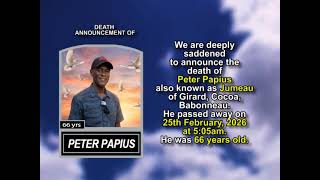 Peter Papius ~ Short Obituary