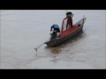 net fishing catching fish in savannakhet laos