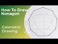 How to Draw Nonagon | Geometric Drawing Tutorial/Cara lukis segi 9 | Polygon