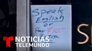 Latinos en Nueva Jersey se indignan por un cartel contra hispanoparlantes | Noticias Telemundo