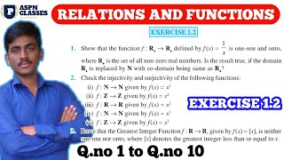 Exercise 1.2 class 12 maths|Relations and function exercise 1.2 | types of Functions|By P.N.Biradar