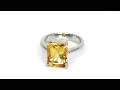 citrine 4.24 carat gemstone baguette sterling silver ring