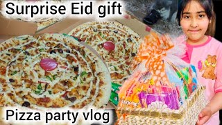 surprise Eid gift and pizza party|hoorain full day routine vlog|vlogs video
