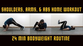 24 Min Bodyweight Shoulders, Arms, and Abs Workout | Day 276