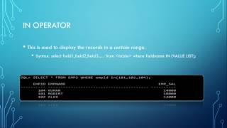 IN OPERATOR Option With Select Command, SQL Basics Tutorial - 21