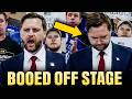 Visibly Defeated JD Vance BOOED OFF STAGE After Forgetting Speech