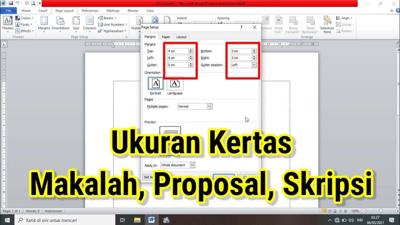 Cara Atur Ukuran Kertas Kiri Kanan Atas Bawah Buat Skripsi Makalah ...