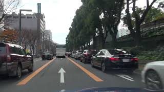 Nagoya city road drive 1080p from Hisaya odori to Maezu dori Ave. Aichi Japan